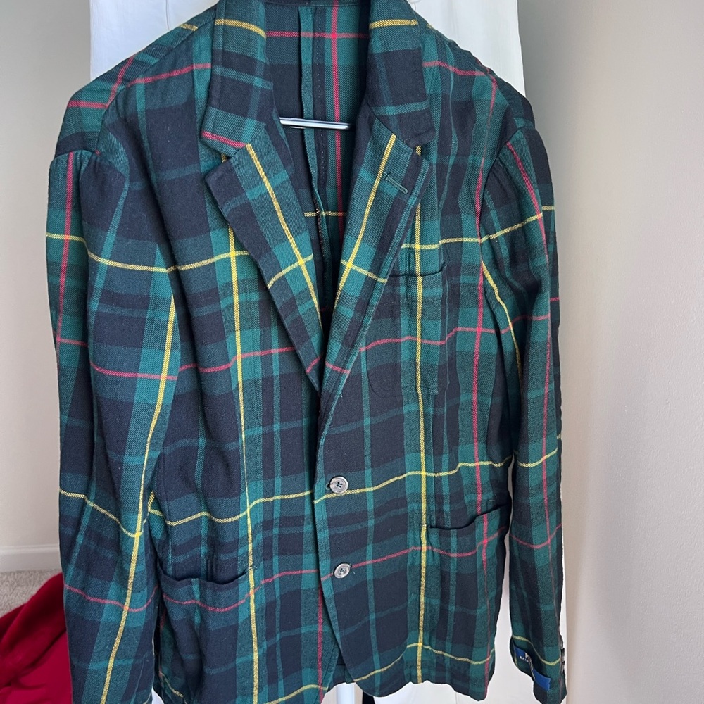 Polo Ralph Lauren Green Plaid Jacket with Red & Yellow Stripe